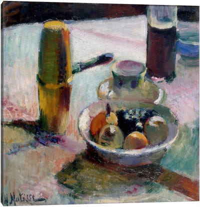 Fruit & Coffeepot Canvas Art Print - Modernism Art