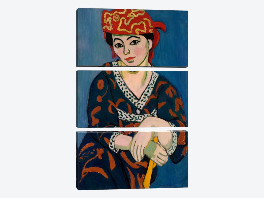 Le Madras Rouge or Red Madras Headdress (1907) by Henri Matisse 3-piece Canvas Art Print