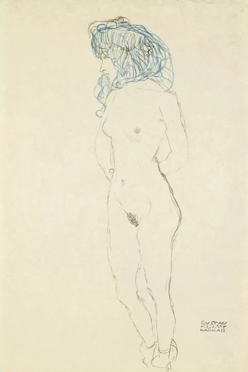 Standing Female Nude, Arms Crossed in the Back (Stehender Frauenakt, Mit Im Rucken Verschrankten Armen) 1906-1907