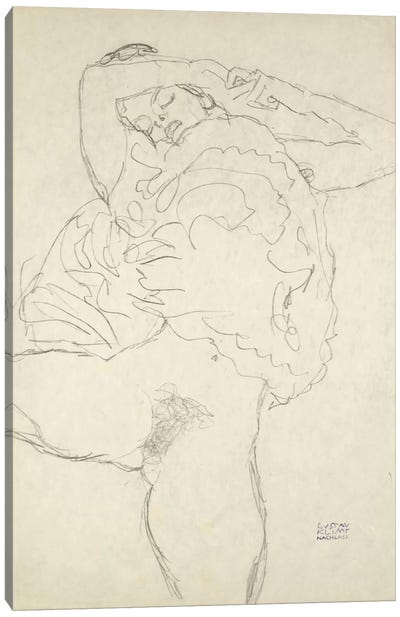 Reclining Semi-Nude With Spread Legs (Liegender Halbakt Mit Gespreizten Beinen) 1917-1918 Canvas Art Print - Bathroom Nudes Art