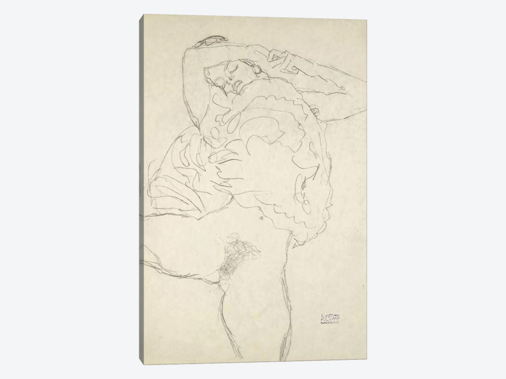 Reclining Semi-Nude With Spread Legs (Liegender Halbakt Mit Gespreizten Beinen) 1917-1918 by Gustav Klimt 1-piece Canvas Wall Art