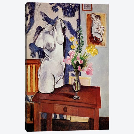 Plaster Torso and Bouquet of Flowers Canvas Print #11178} by Henri Matisse Canvas Print