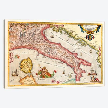 Antique map of Italy Canvas Print #11185} by Unknown Artist Canvas Art Print