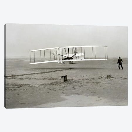 The Wright Brothers - First Flight Canvas Print #11217} by Kitty Hawk Art Print