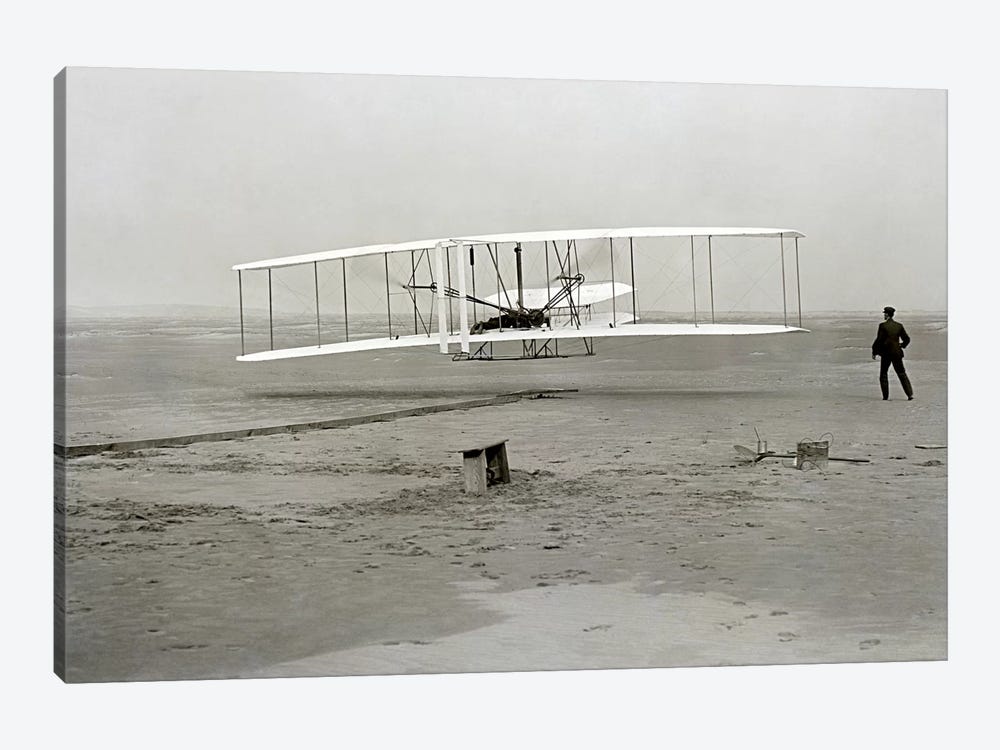The Wright Brothers - First Flight by Kitty Hawk 1-piece Canvas Art Print
