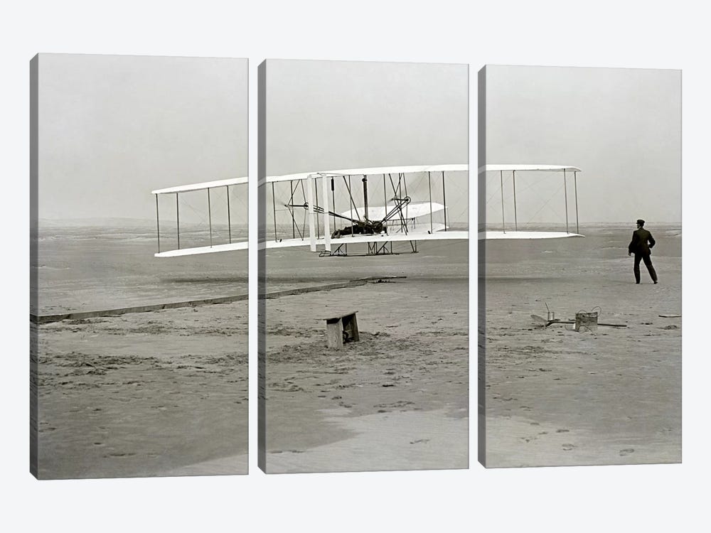 The Wright Brothers - First Flight by Kitty Hawk 3-piece Art Print