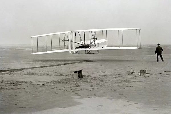 Large Photography - Canvas Prints: The Wright Brothers - First Flight by Kitty Hawk