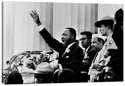 Martin Luther King "I HAVE A DREAM" Speech Canvas Art Print - Black & White Pop Culture Art