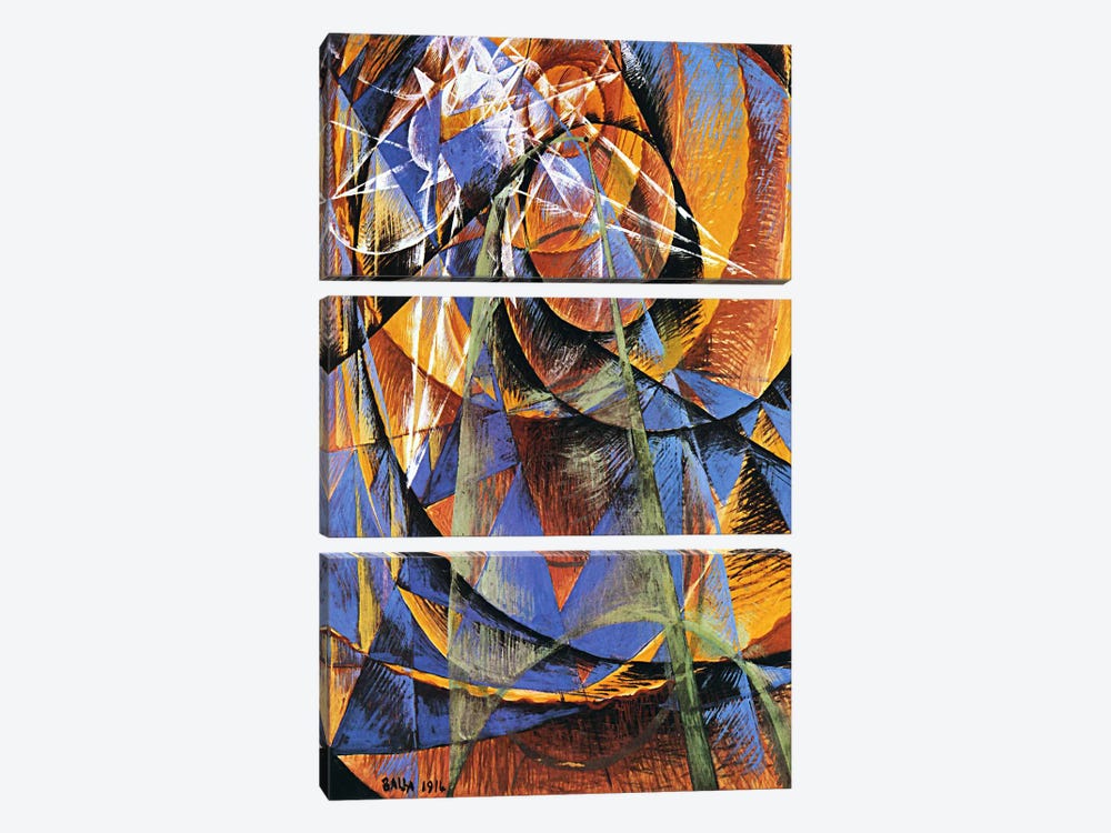 Planet Mercury passing in front of the Sun by Giacomo Balla 3-piece Art Print