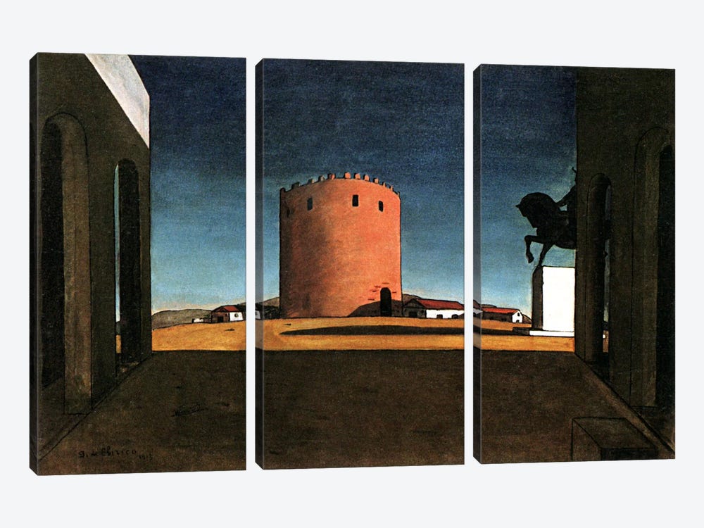 The Red Tower by Giorgio de Chirico 3-piece Canvas Wall Art