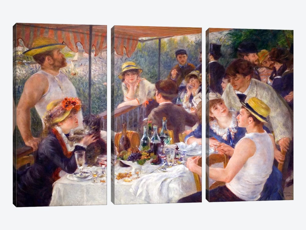 The Luncheon of the Boating Party 1881 by Pierre-Auguste Renoir 3-piece Canvas Artwork
