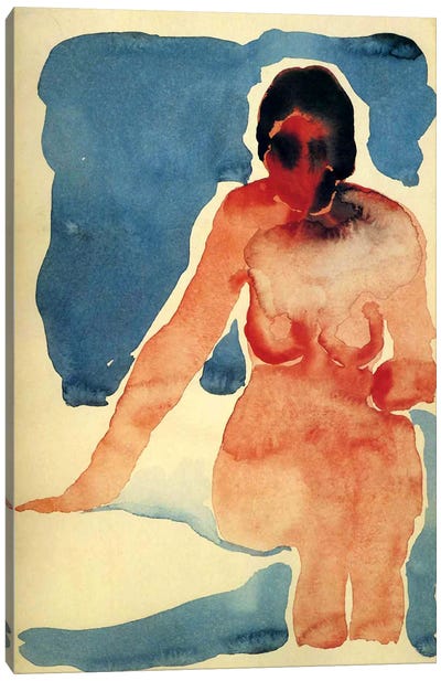 Seated Nude Canvas Art Print - Modernism Art