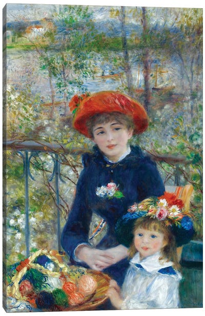 Two Sisters (On the Terrace) 1881 Canvas Art Print - Best Selling Portraits
