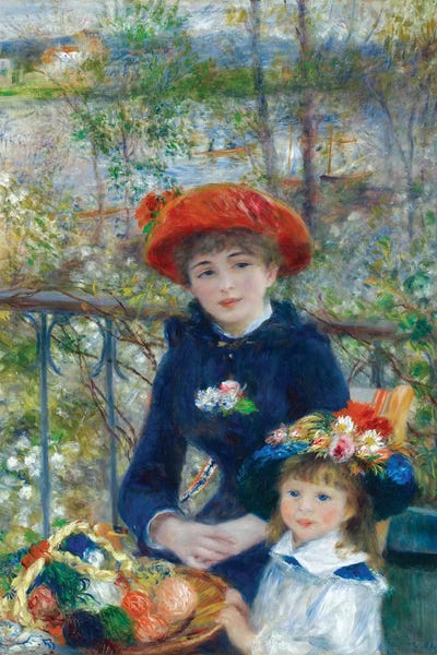 Gardens & Floral Landscapes: Two Sisters (On the Terrace) 1881 by Pierre-Auguste Renoir