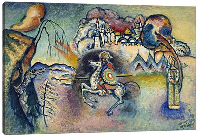Saint George Rider and the Dragon Canvas Art Print - Artwork Similar to Wassily Kandinsky