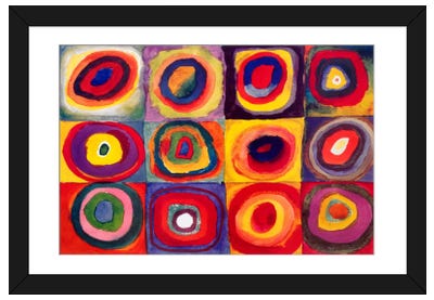 Squares with Concentric Circles Paper Art Print - Abstract Art