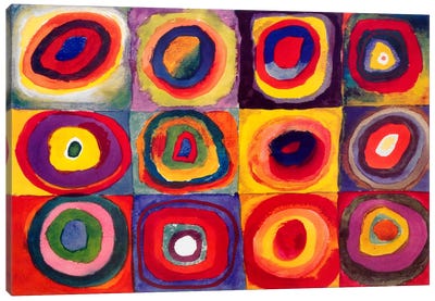 Squares with Concentric Circles Canvas Art Print - 3-Piece Decorative Art