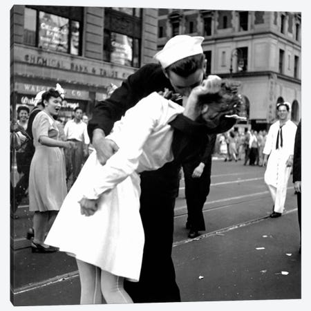 Kissing the War Goodbye - V-J Day in Times Square Canvas Print #11434} by Victor Jorgensen Art Print