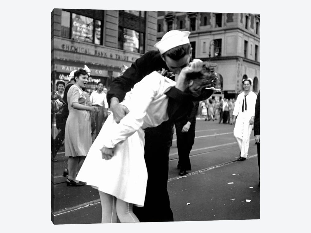 Kissing the War Goodbye - V-J Day in Times Square 1-piece Canvas Artwork