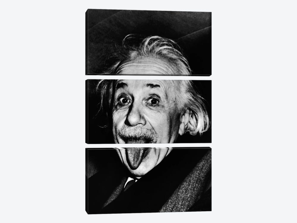 Albert Einstein, Sticking His Tongue Out by Arthur Sasse 3-piece Canvas Print
