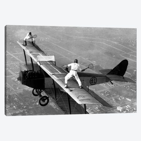 Playing Tennis on a Biplane in 1925 Canvas Print #11438} by Unknown Artist Canvas Artwork