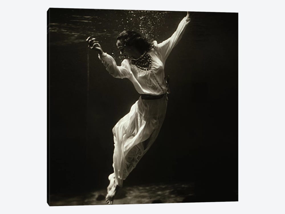 Fashion Model Underwater in Dolphin Tank (MarinelandFlorida) by Toni Frissell 1-piece Canvas Art