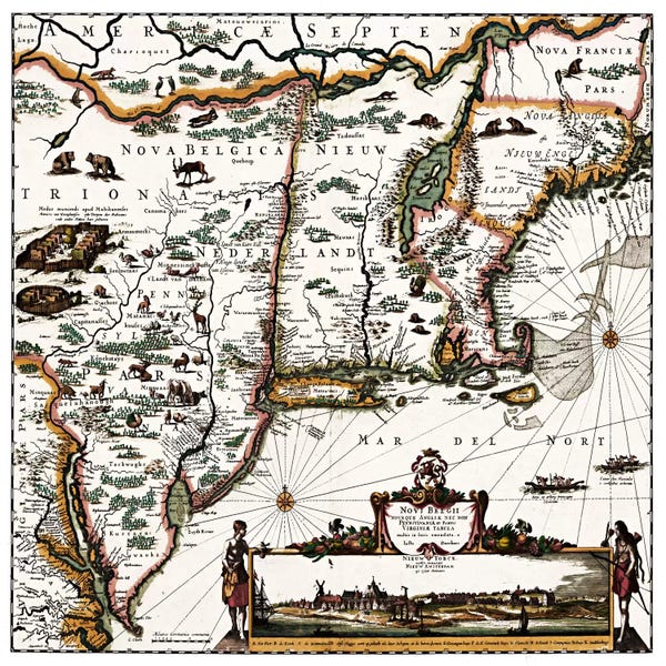 New Jersey: Antique Map of ConnecticutMaine, Maryland, Massachusetts, New Hampshire, New Jersey, New York) by Unknown Artist