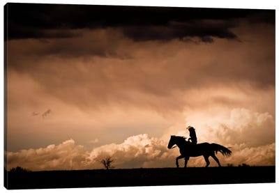 Ride the Storm Canvas Art Print - Cowboy & Cowgirl Art
