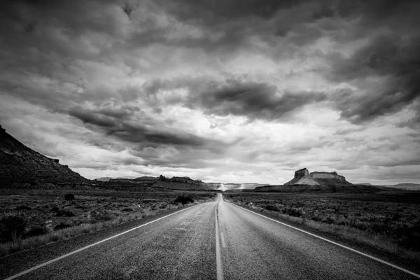Black & White Scenic Art: Long Stretch of Road by Dan Ballard