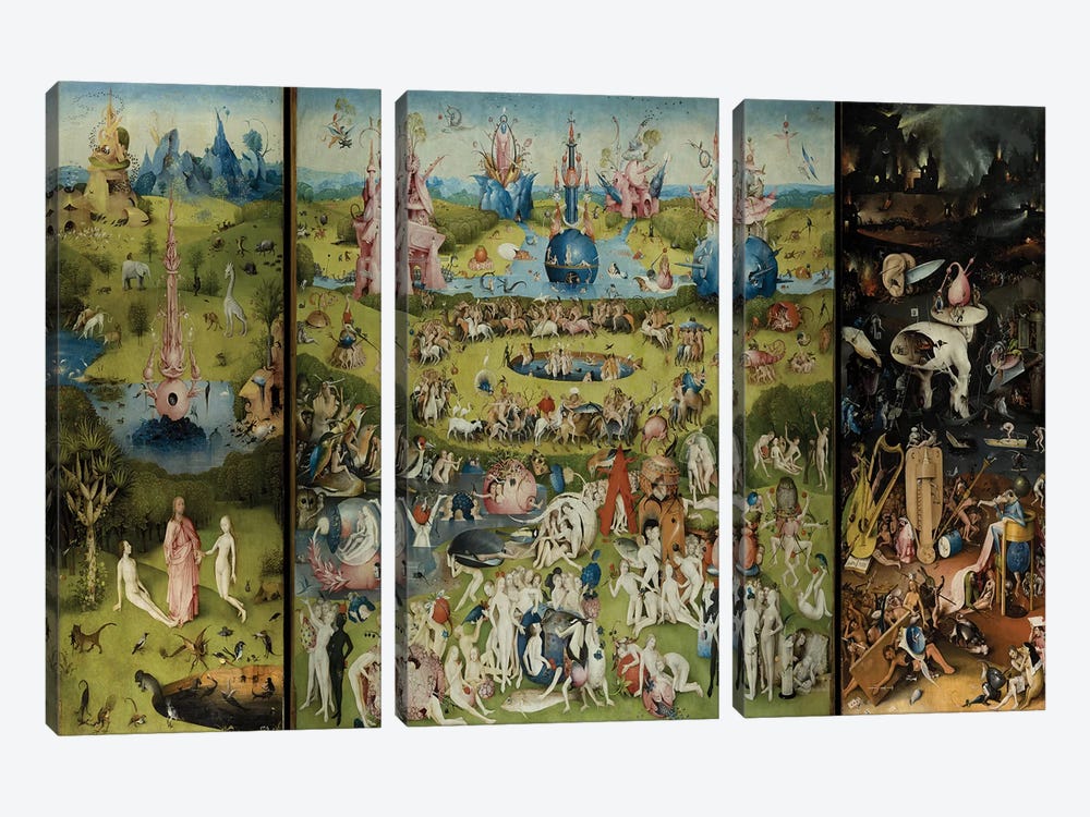The Garden of Earthly Delights 1504 by Hieronymus Bosch 3-piece Canvas Print