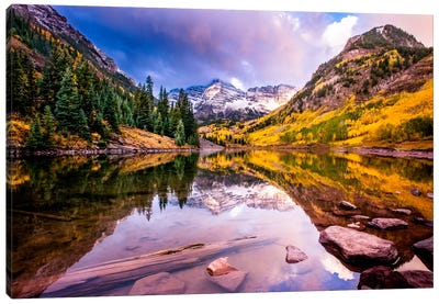 Maroon Bells Canvas Art Print - Mountains Scenic Photography
