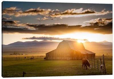 Wet Mountain Barn l Canvas Art Print - Sunrises & Sunsets Scenic Photography