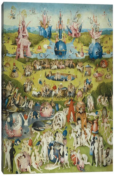 Full Central Panel from The Garden of Earthly Delights Canvas Art Print - Field, Grassland & Meadow Art