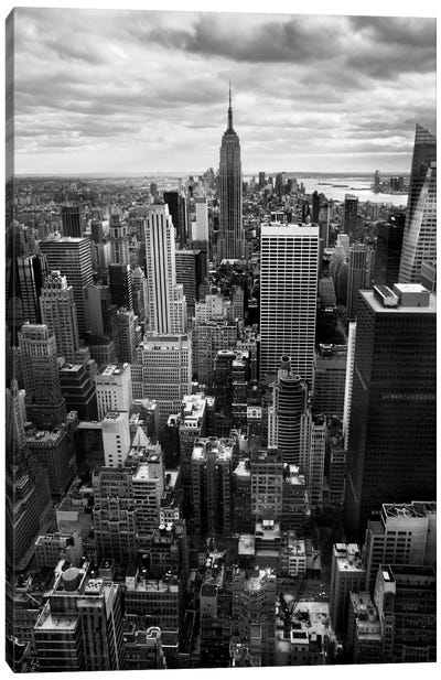 NYC Downtown II Canvas Art Print - Black & White Cityscapes