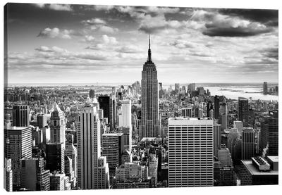 NYC Downtown Canvas Art Print - Black & White Photography