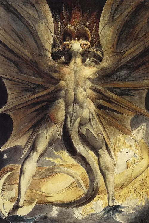 The Great Red Dragon and the Woman Clothed in the Sun, c. 1803-1805 by William Blake wall art