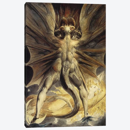 The Great Red Dragon and the Woman Clothed in the Sun, c. 1803-1805 Canvas Print #1172} by William Blake Canvas Art