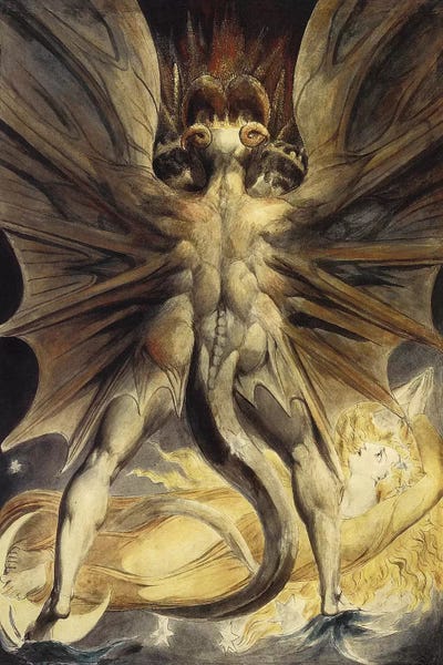 Dragons: The Great Red Dragon and the Woman Clothed in the Sun, c. 1803-1805 by William Blake