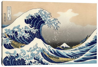 The Great Wave at Kanagawa, 1829 Canvas Art Print - Large Art for Living Room