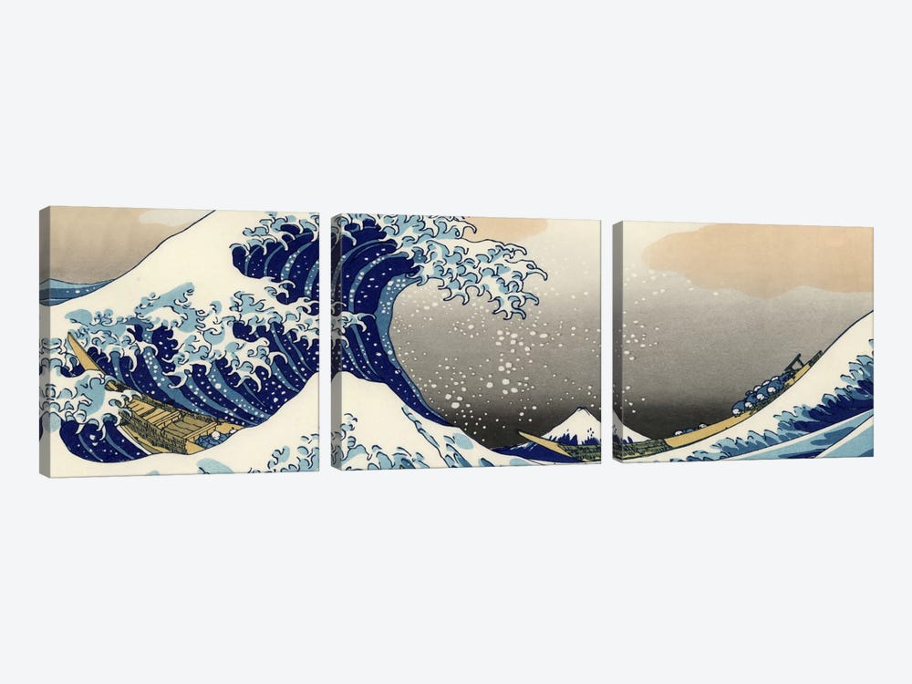 The Great Wave at Kanagawa by Katsushika Hokusai 3-piece Canvas Art