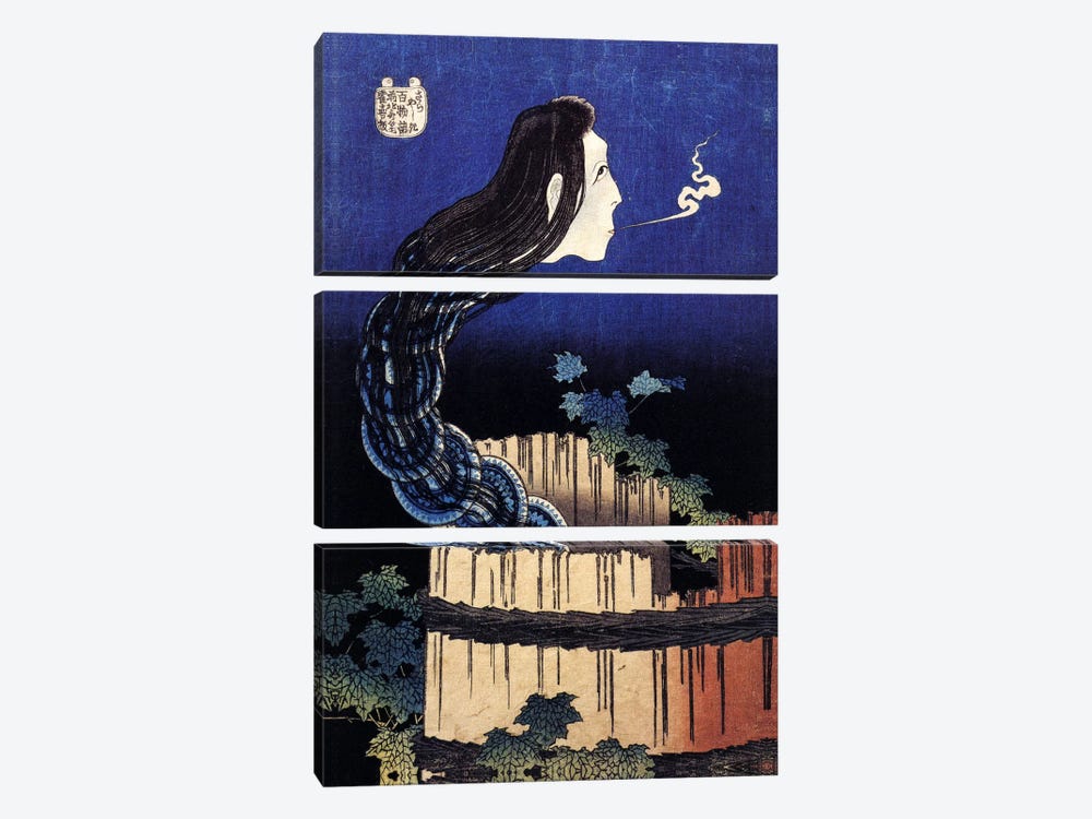 The Ghost Story of Okiku (Sarayashiki), 1830 by Katsushika Hokusai 3-piece Canvas Print
