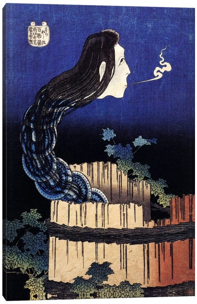 The Ghost Story of Okiku (Sarayashiki), 1830 Canvas Art Print - Katsushika Hokusai