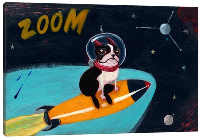 Terrier Rocket Canvas Art Print - Boston Terriers