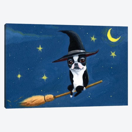 Witch On A Broom Canvas Print #12024} by Brian Rubenacker Canvas Artwork