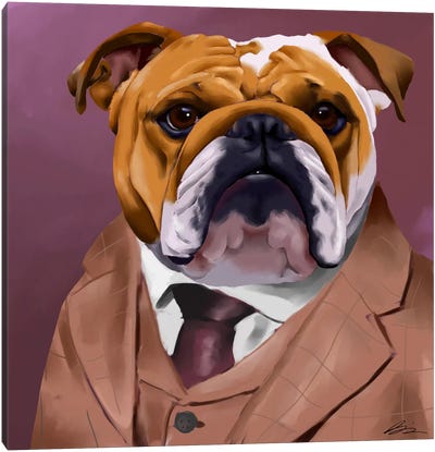 English Bulldog Dressed For A Night Out Canvas Art Print
