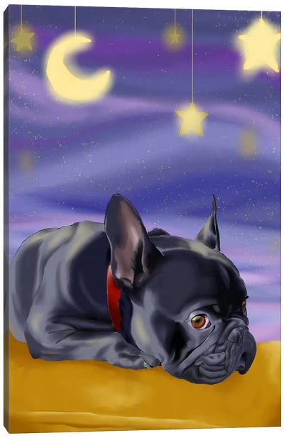 French Bulldog Ready To Go Off To Slumber Land Canvas Art Print