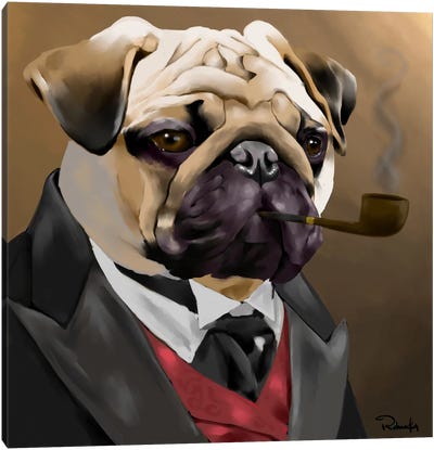 The Sophisticated Pug Canvas Art Print - Pug Art
