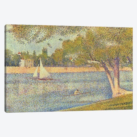 Banks of Seine (Seine at Grande Jatte) (Die Seine an der Grand JatteFrühling) Canvas Print #1224} by Georges Seurat Canvas Print