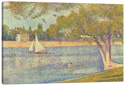 Banks of Seine (Seine at Grande Jatte) (Die Seine an der Grand JatteFrühling) Canvas Art Print - Georges Seurat