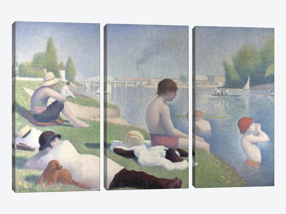 Bathers at Asnieres 1884 by Georges Seurat 3-piece Canvas Art